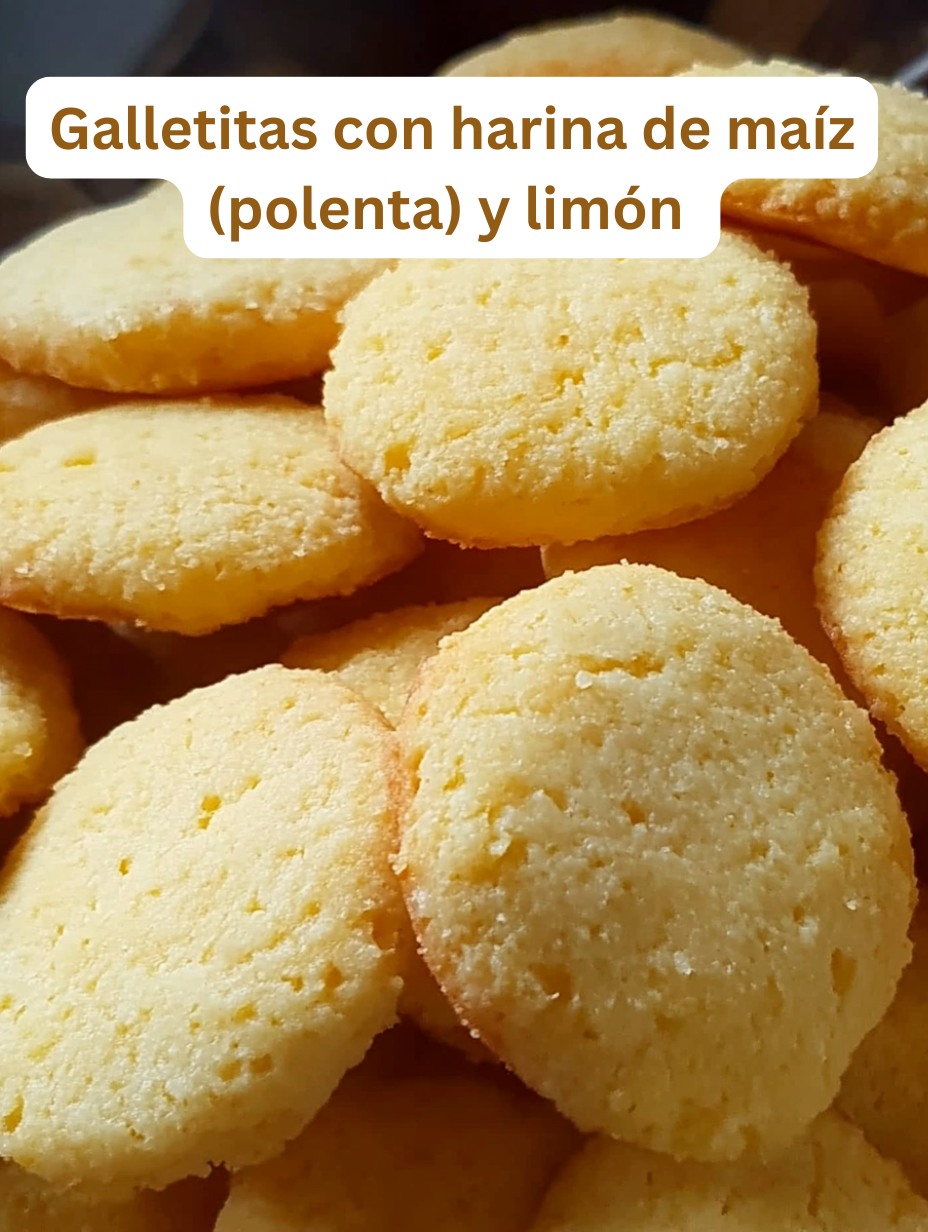 Galletitas caseras de maíz y limón apiladas, con textura suave y doradas.