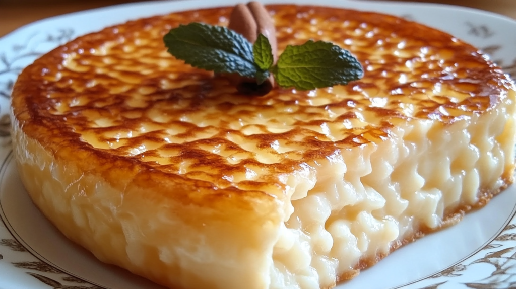 Incorporación de nata montada al arroz con leche para el relleno de la tarta