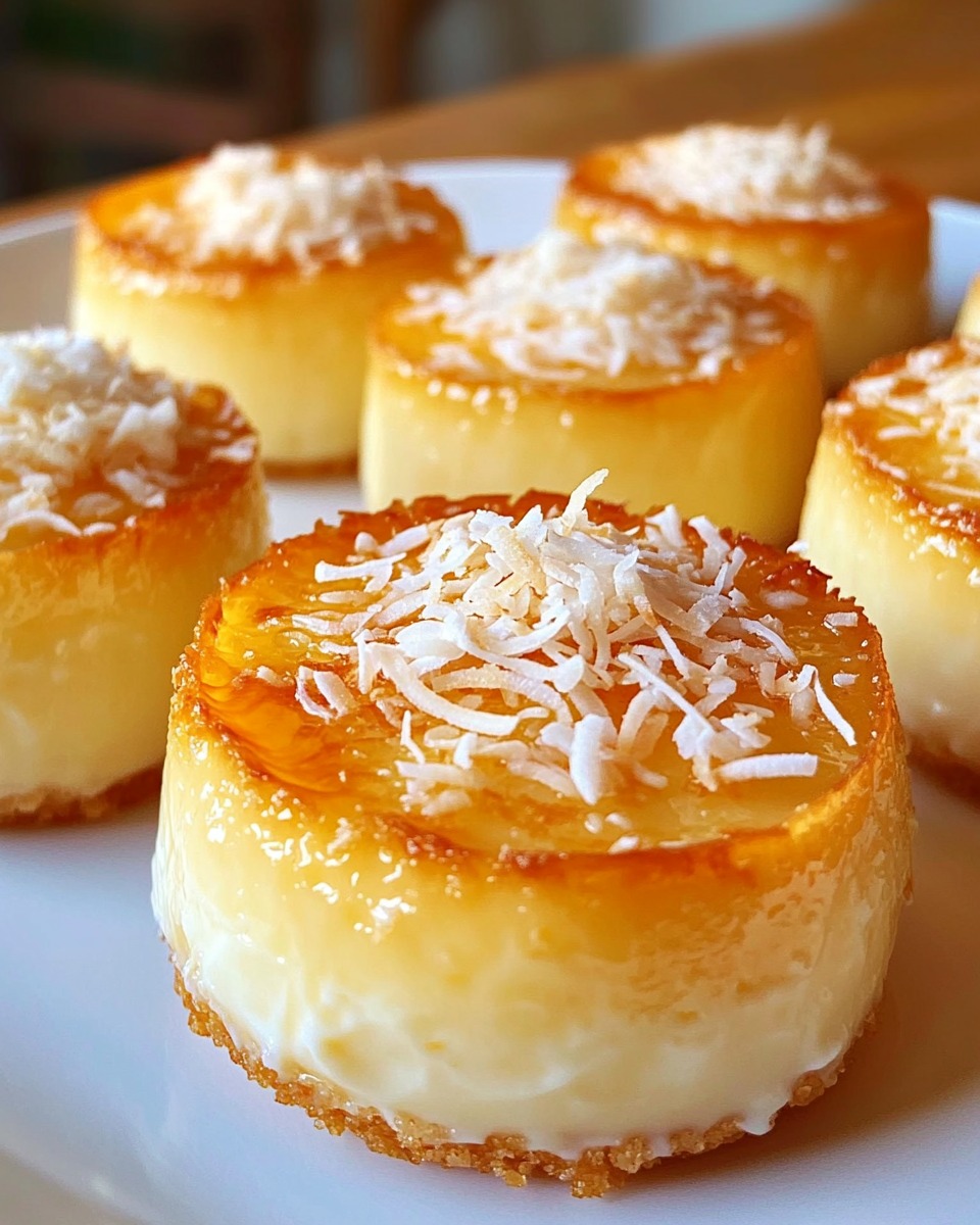 mini flanes de cottage y coco sin horno decorados con coco rallado