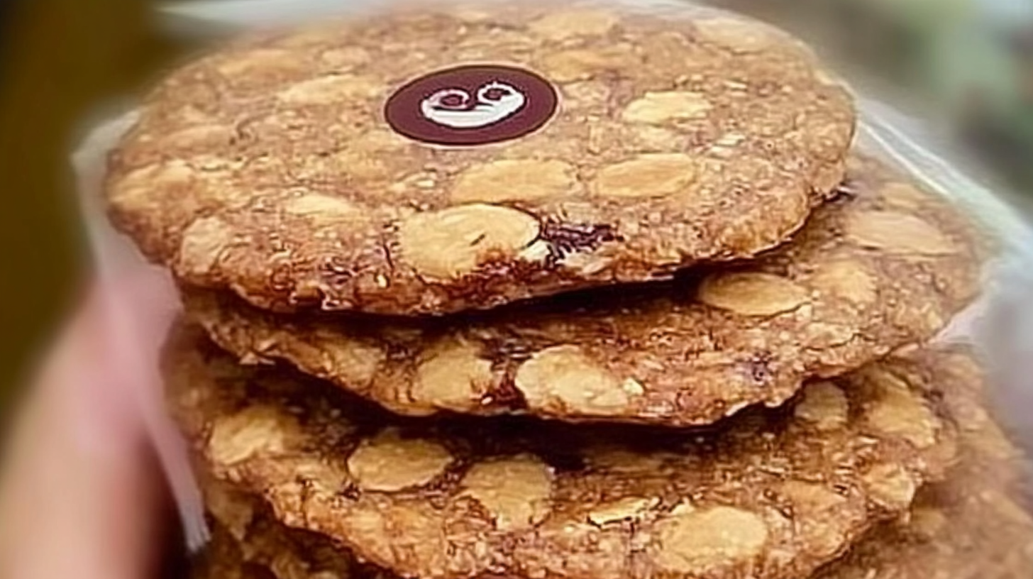 Galletas de avena doradas y crujientes hechas con harina de avena casera, servidas en un plato blanco sobre mesa de madera rústica