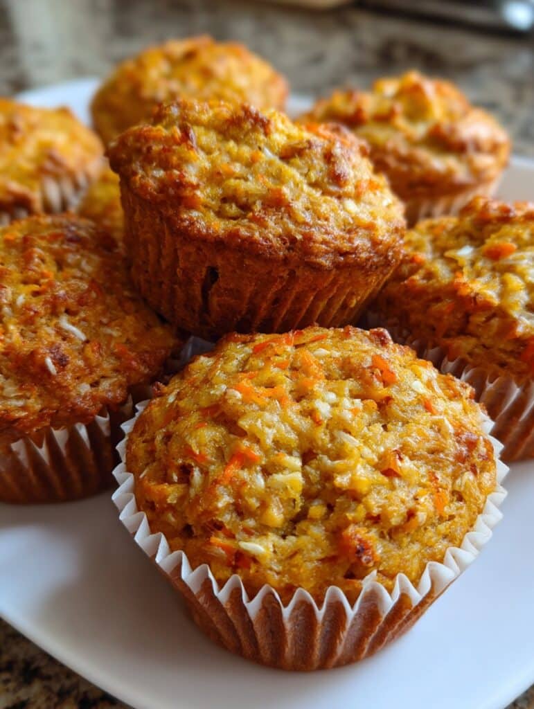 Muffins suaves de zanahoria, coco y avena
