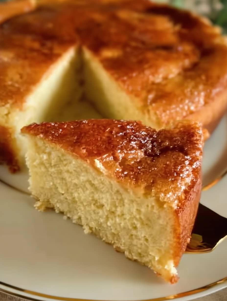 Rebanada de pan de elote sin harina sobre un plato decorado