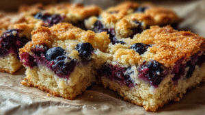 Stack of golden blueberry muffin cottage cheese breakfast