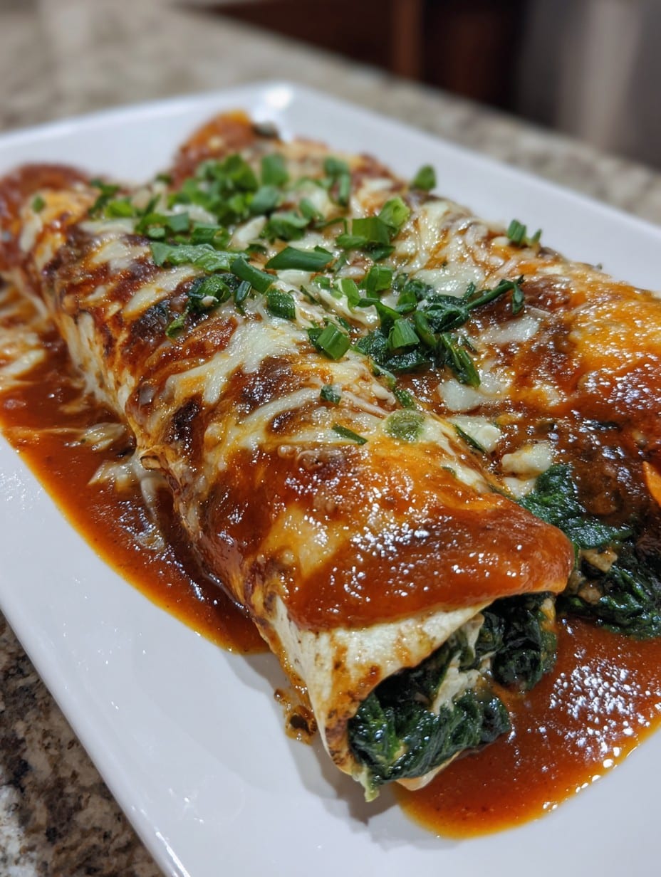 Enchiladas de espinaca, champiñones y queso panela bañadas en salsa de jitomate con chipotle