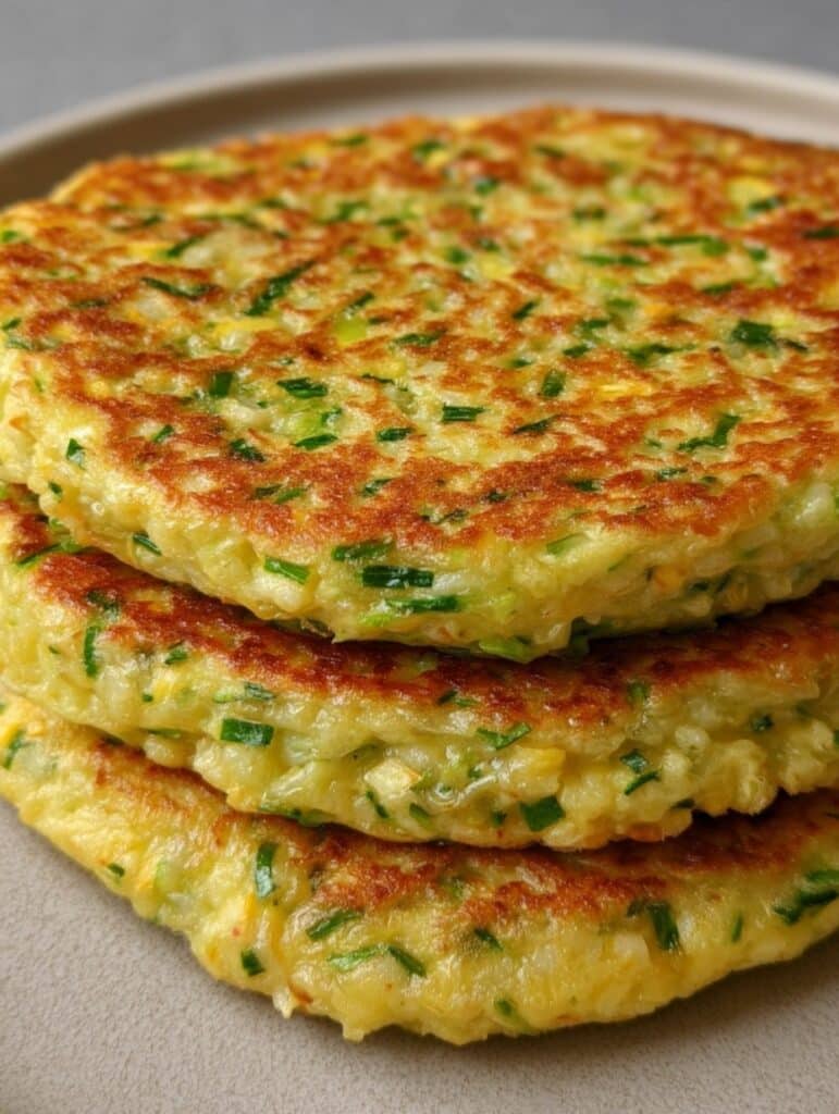 Tortilla de verduras nutritivas baja en calorías, dorada y esponjosa, hecha con repollo, zanahoria y espinaca.