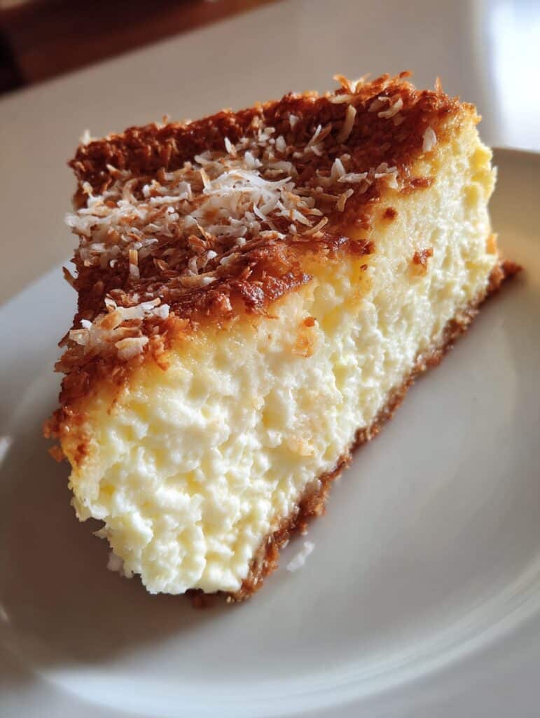 Rebanada de bizcocho de cottage con coco rallado y limón
