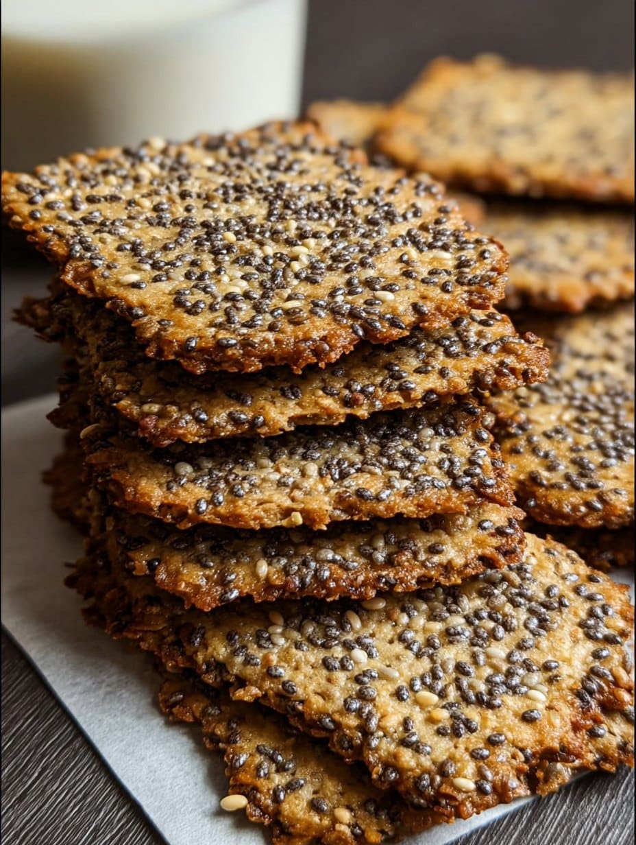 Galletas saludables con semillas de chía crujientes y doradas recién horneadas.