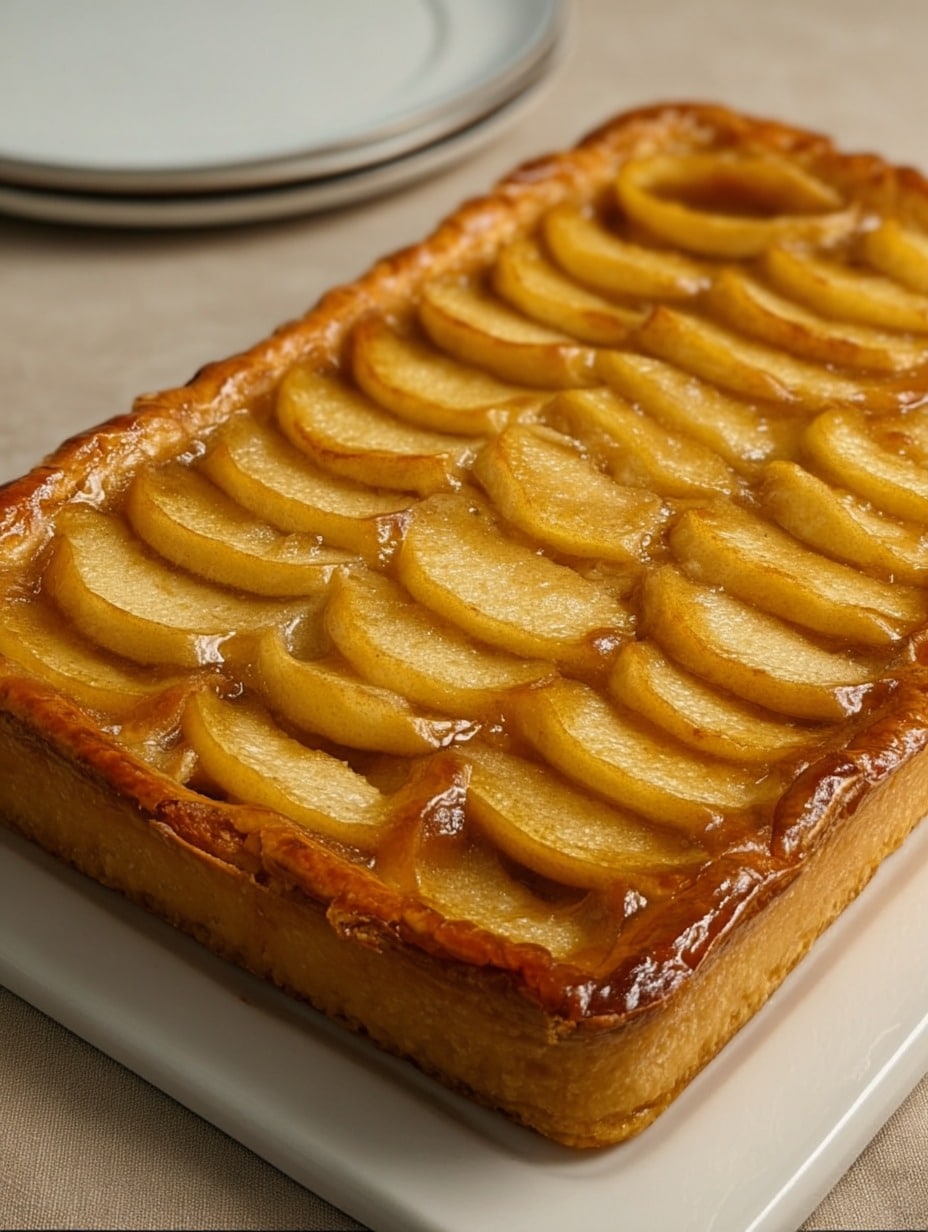 Tarta de Manzana de los Tres Vasos casera, fácil y esponjosa con rodajas de manzana dorada