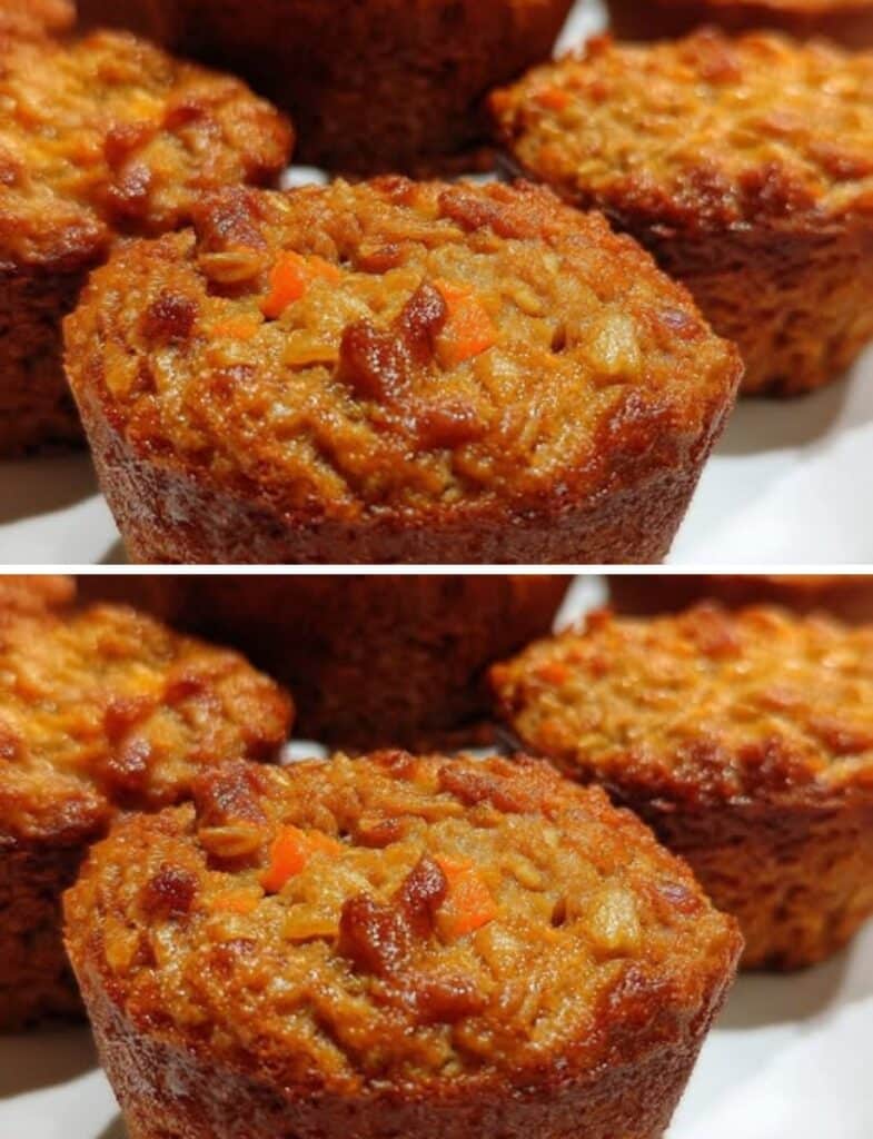 Bizcochitos de zanahoria y naranja con avena recién horneados, con textura dorada y trocitos de zanahoria visibles.