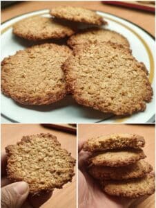 Galletas de avena receta sin horno, caseras, doradas y crujientes servidas en un plato.