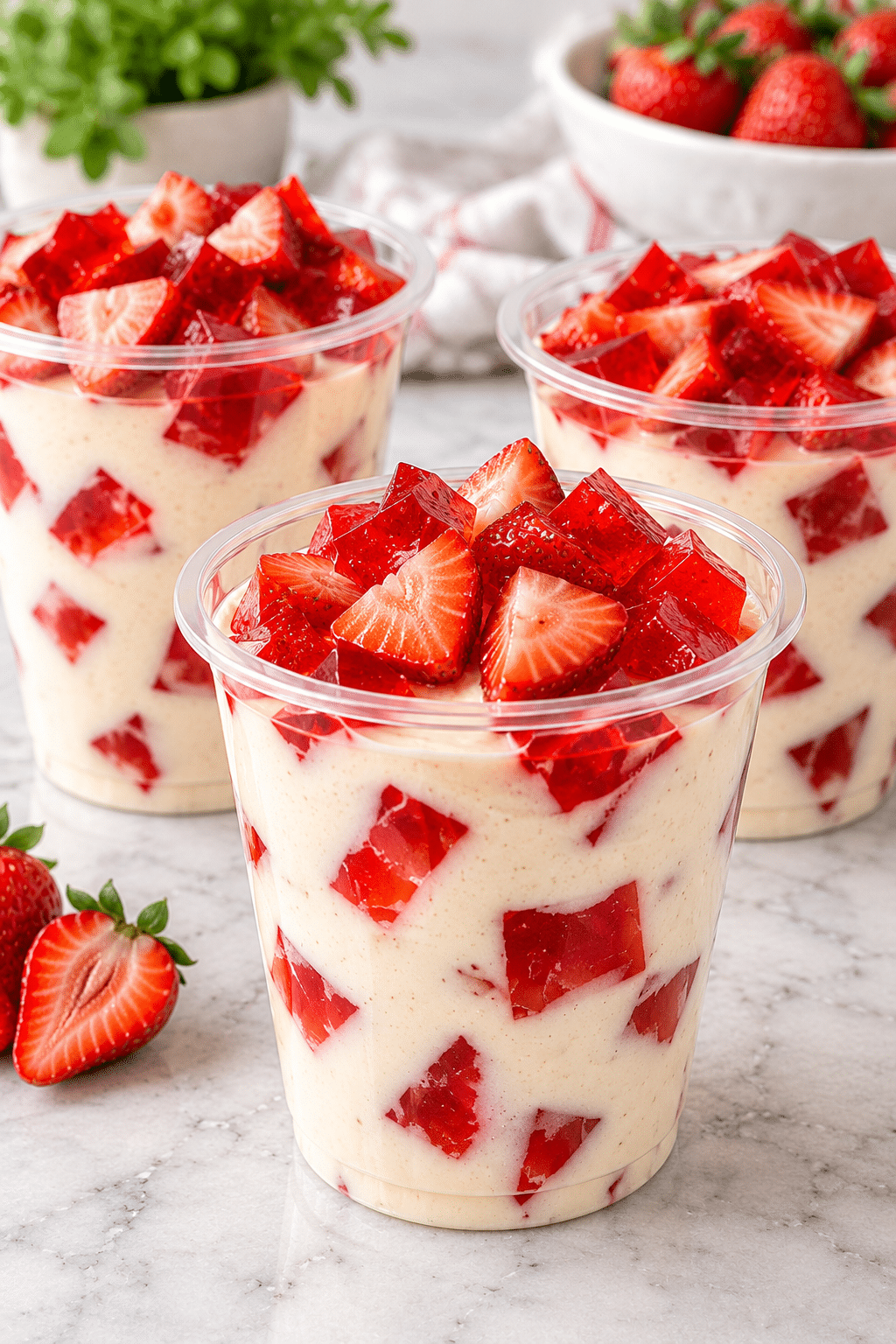 Gelatinas de Queso Crema y Fresas